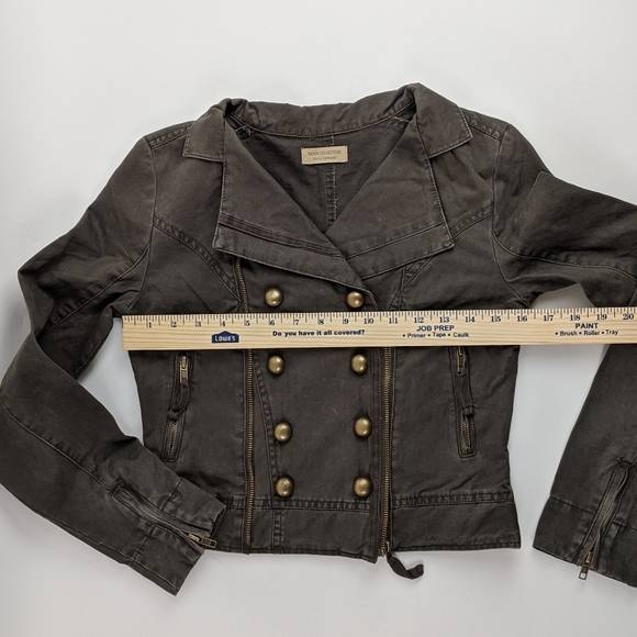 Moon Collection Moto Jacket Womens Sz Small Army Green Biker - Picture 8 of 16